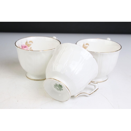 94 - Royal Crown Derby Posies 5 Tea Cups and 4 Saucers, Coffee Can and 2 Saucers, 2 Jugs, Sugar Bowl, Tri... 