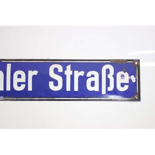 135 - Early to Mid 20th century German Blue ground Enamel Street Sign ' Mockmuhler Strabe ', 95cm long