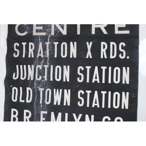 438A - Vintage Swindon bus blind destination street roll, 39 stops to include Wootton Bassett Road, Penhill... 