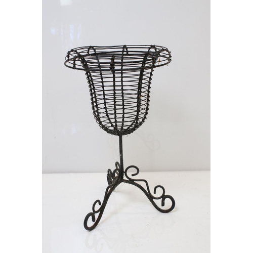 468 - Pair of Wirework Urns on Stands, 44cm high