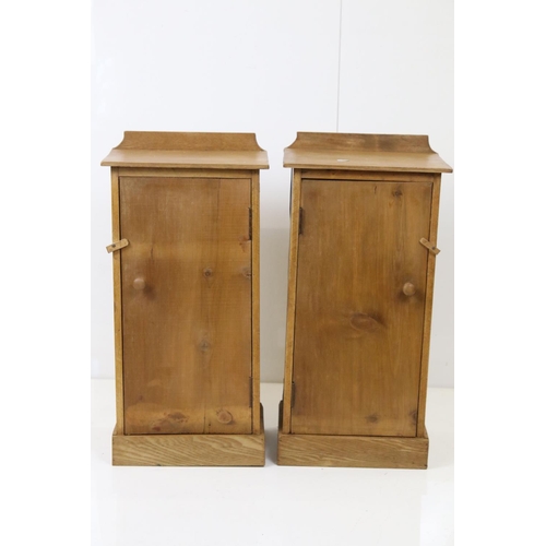 564 - Pair of pine bedside cupboards, each 34cm wide x 67cm high