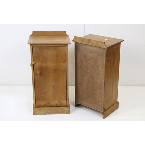 564 - Pair of pine bedside cupboards, each 34cm wide x 67cm high