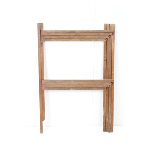 584 - Late 19th / Early 20th century Pine four section folding Clothes Horse / Linen Rail, 64cm wide x 94c... 