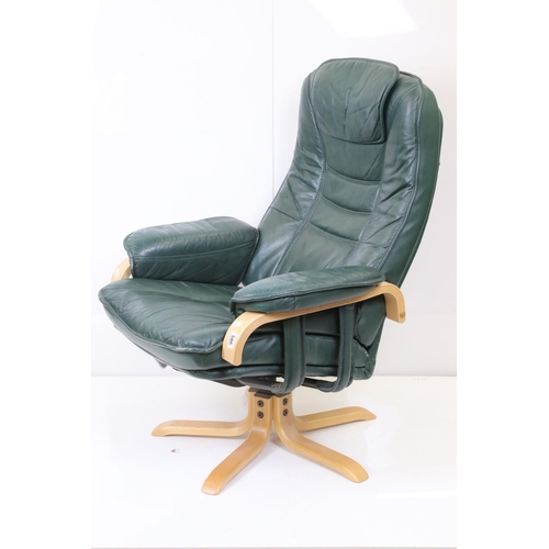 586 - Swedish Mobel Team ' The Easy Chair ' Swivel Lounge Chair with matching footstool, both upholstered ... 