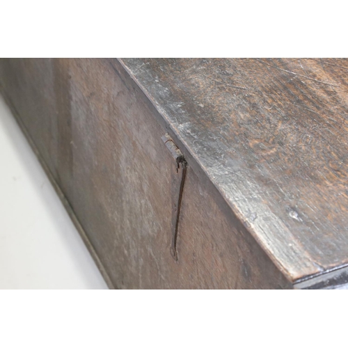 604 - 18th century Oak Coffer decorated with applied panels (possibly later), raised on bracket feet, 128c... 