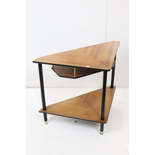 542 - Two 1950's / 1960's Teak and Ebonised Side Tables, one of triangular form, 77cm wide x 58cm high and... 