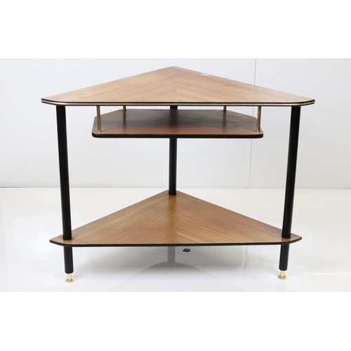 542 - Two 1950's / 1960's Teak and Ebonised Side Tables, one of triangular form, 77cm wide x 58cm high and... 