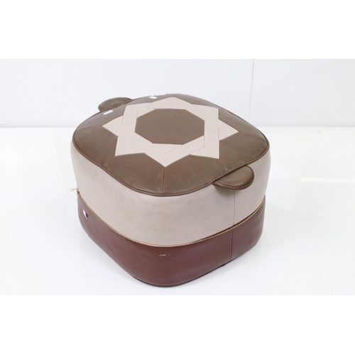 543 - 1960's / 70's Brown Vinyl Square Pouffe, 38cm wide x 30cm high