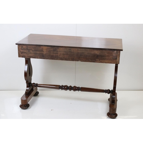 567 - 19th century Mahogany Side Table with two cushion drawers, raised on two lyre shaped supports with f... 