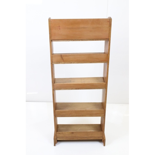 592 - Pine bookcase with five shelves, 39cm wide x 103cm high