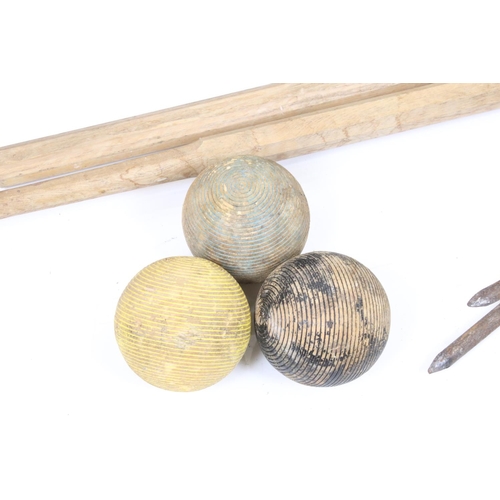 623 - Jaques of London Croquet Set in it's original pine box, stamped to the outside and with paper label ... 