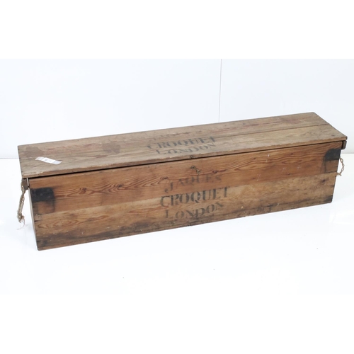 623 - Jaques of London Croquet Set in it's original pine box, stamped to the outside and with paper label ... 