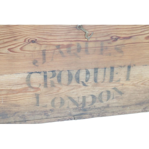 623 - Jaques of London Croquet Set in it's original pine box, stamped to the outside and with paper label ... 