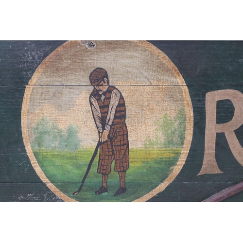 473 - Painted Wooden Relief Reproduction Advertising Sign ' Hawkes & Sons Golfing Requisites for Gentlemen... 