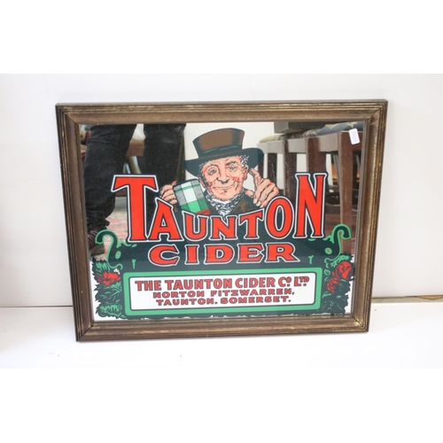 534 - Two Framed ' Taunton Cider ' Advertising Mirrors, largest 89cm x 64cm together with Two Ushers Beers... 