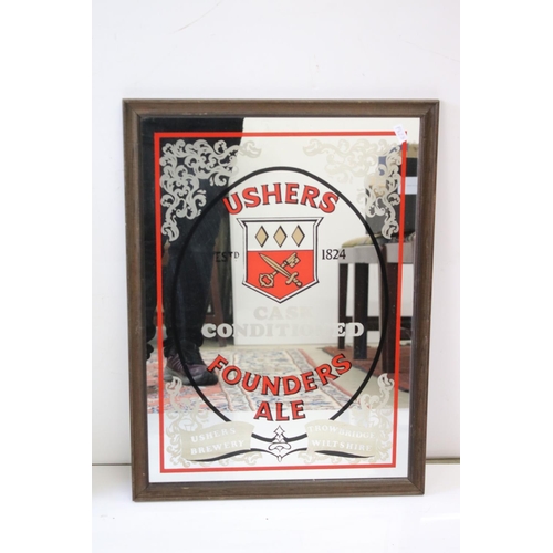 534 - Two Framed ' Taunton Cider ' Advertising Mirrors, largest 89cm x 64cm together with Two Ushers Beers... 