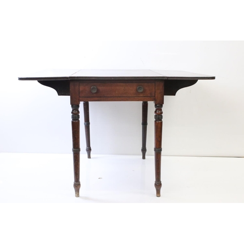 590 - 19th century Mahogany Pembroke Table, with drawer to end and faux drawer to the other, raised on tur... 