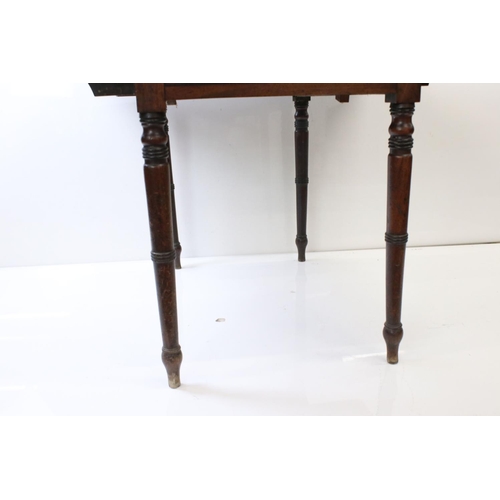 590 - 19th century Mahogany Pembroke Table, with drawer to end and faux drawer to the other, raised on tur... 