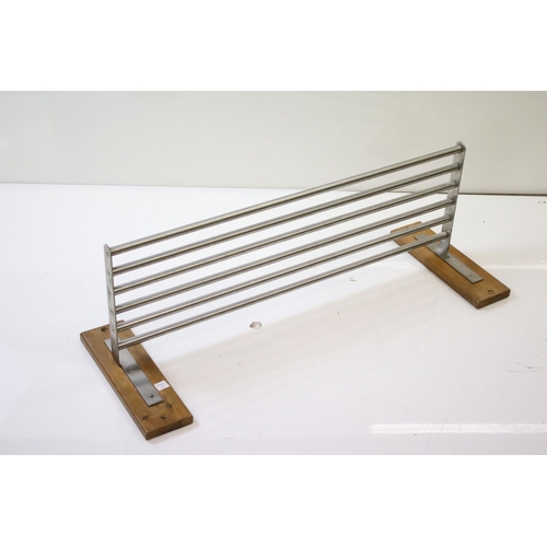 624 - Pine mounted stainless steel luggage shelf, 80cm long