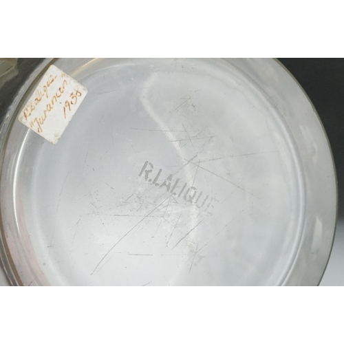 2 - Rene Lalique ' Jurancon ' clear and frosted glass vase, relief moulded with leaping Ibexes, stencil ... 