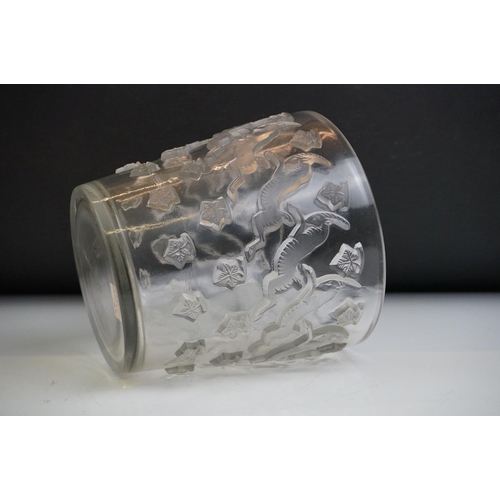 2 - Rene Lalique ' Jurancon ' clear and frosted glass vase, relief moulded with leaping Ibexes, stencil ... 