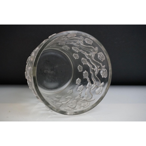 2 - Rene Lalique ' Jurancon ' clear and frosted glass vase, relief moulded with leaping Ibexes, stencil ... 