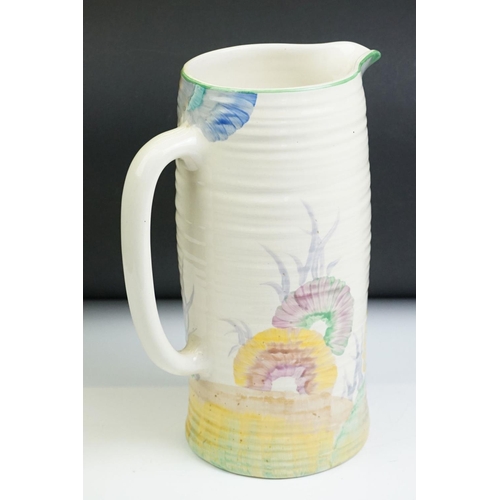 21 - Clarice Cliff for Newport Pottery - A large Bizarre Range ' Rhodanthe ' pattern beer or lemonade jug... 