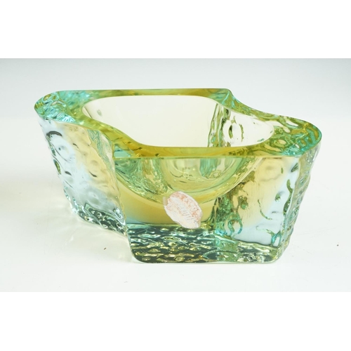 27 - Two Murano textured glass ashtrays to include a faceted geometric example in an amethyst colourway (... 