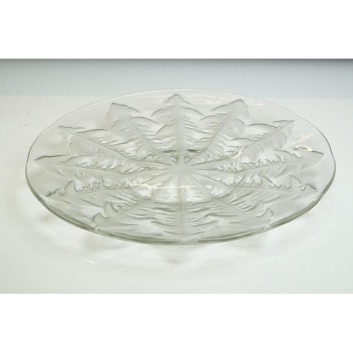 32 - Rene Lalique ' Pissenlit No.1 ' clear & frosted glass bowl with moulded Dandelion leaf decoration, m... 