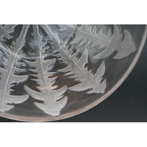 32 - Rene Lalique ' Pissenlit No.1 ' clear & frosted glass bowl with moulded Dandelion leaf decoration, m... 