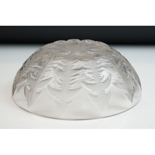 32 - Rene Lalique ' Pissenlit No.1 ' clear & frosted glass bowl with moulded Dandelion leaf decoration, m... 