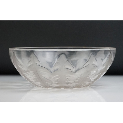 32 - Rene Lalique ' Pissenlit No.1 ' clear & frosted glass bowl with moulded Dandelion leaf decoration, m... 