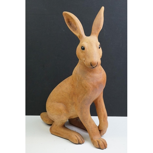 34 - Suzie Marsh - Bisque sculpture of a hare perched on its haunches, limited edn 55/100, signed, 40cm h... 