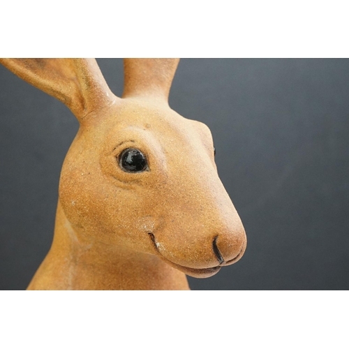 34 - Suzie Marsh - Bisque sculpture of a hare perched on its haunches, limited edn 55/100, signed, 40cm h... 