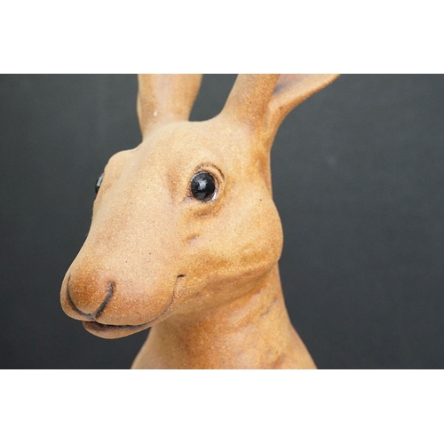 34 - Suzie Marsh - Bisque sculpture of a hare perched on its haunches, limited edn 55/100, signed, 40cm h... 