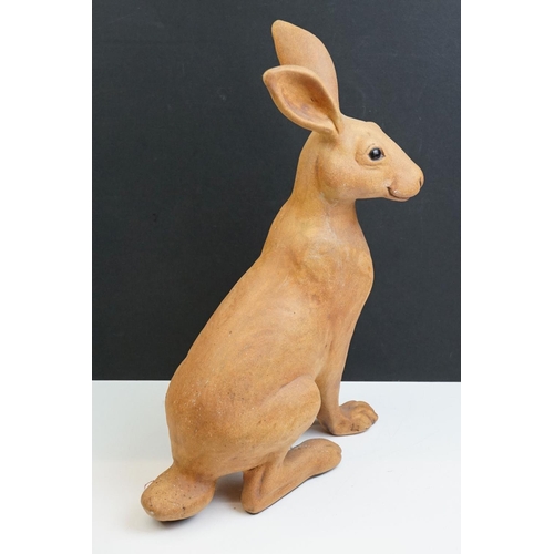 34 - Suzie Marsh - Bisque sculpture of a hare perched on its haunches, limited edn 55/100, signed, 40cm h... 