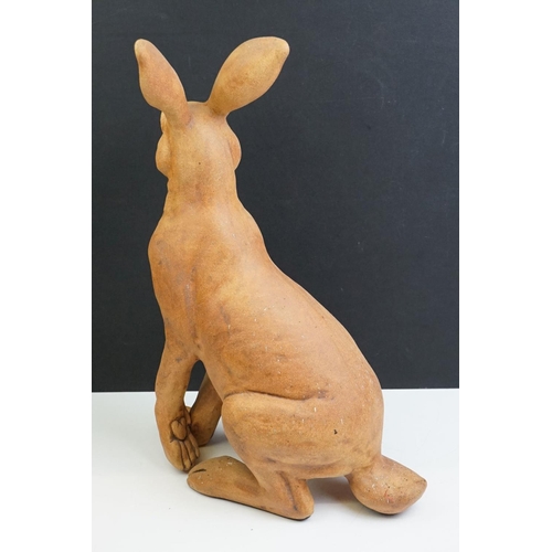 34 - Suzie Marsh - Bisque sculpture of a hare perched on its haunches, limited edn 55/100, signed, 40cm h... 