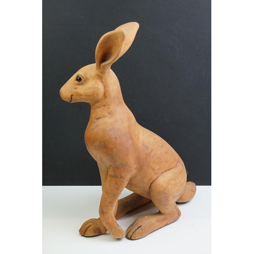 34 - Suzie Marsh - Bisque sculpture of a hare perched on its haunches, limited edn 55/100, signed, 40cm h... 