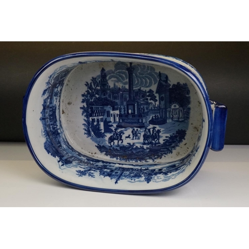 35 - Blue & White Ironstone Foot Bath with typical transfer printed decoration, approximately 47cm wide