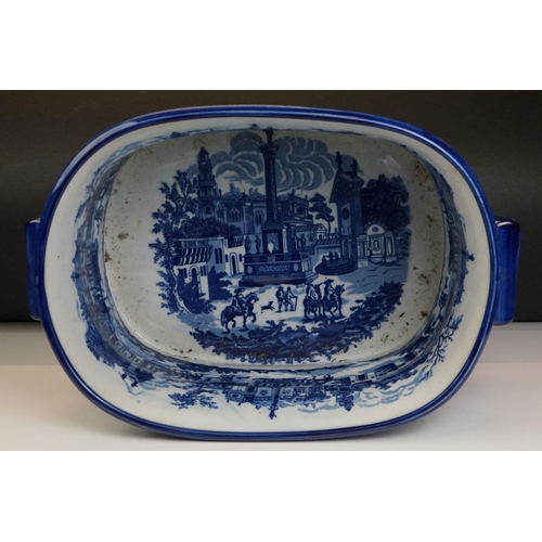 35 - Blue & White Ironstone Foot Bath with typical transfer printed decoration, approximately 47cm wide