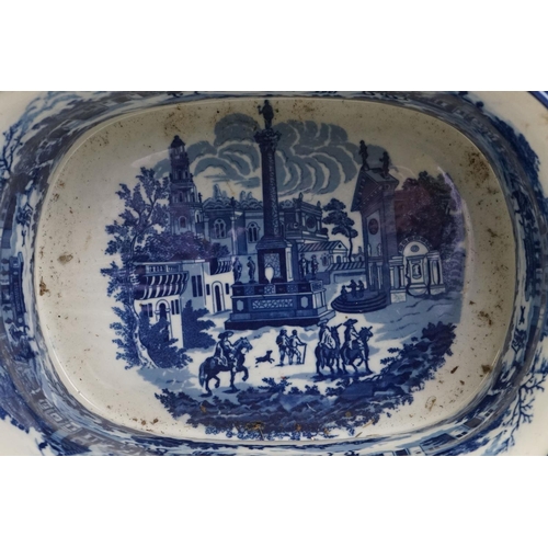 35 - Blue & White Ironstone Foot Bath with typical transfer printed decoration, approximately 47cm wide