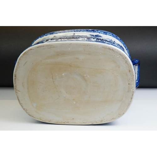 35 - Blue & White Ironstone Foot Bath with typical transfer printed decoration, approximately 47cm wide