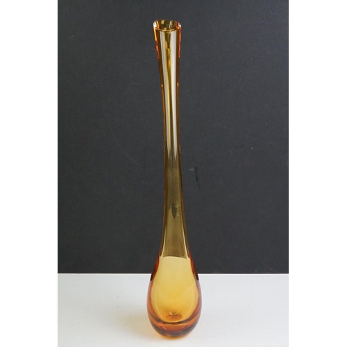 36 - Italian Arcade Murano art glass amber vase of sculptural form (with original sticker, signed, boxed,... 