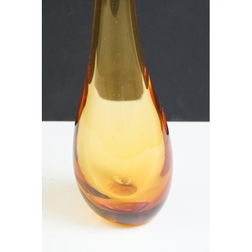 36 - Italian Arcade Murano art glass amber vase of sculptural form (with original sticker, signed, boxed,... 