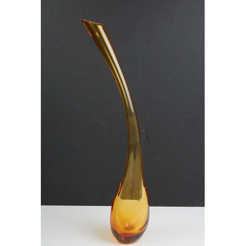 36 - Italian Arcade Murano art glass amber vase of sculptural form (with original sticker, signed, boxed,... 