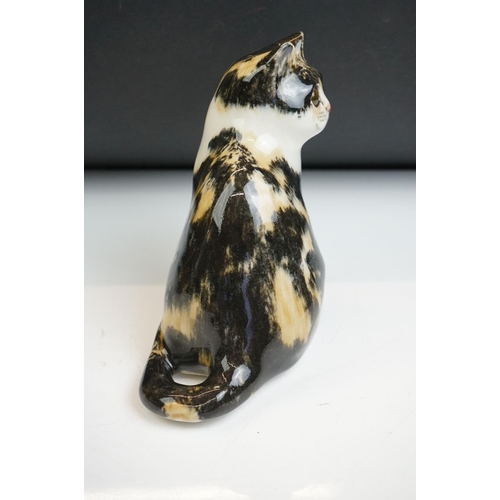 4 - Winstanley pottery figure of a seated tabby cat with glass eyes, size 2, signed Winstanley to base, ... 