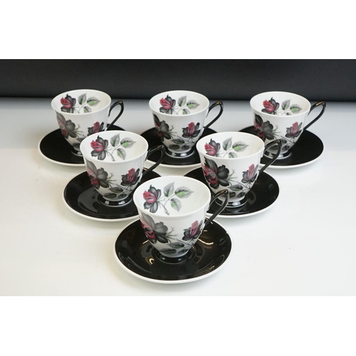 41 - Royal Albert ' Masquerade ' Coffee Set comprising Coffee Pot, Milk, Sugar and Six Coffee Cups and Sa... 