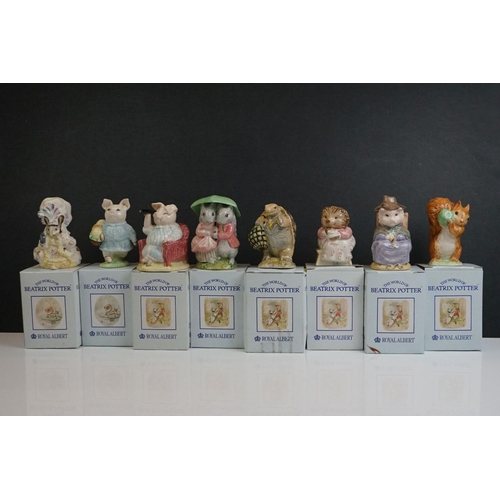 42 - Eight boxed Royal Albert The World Of Beatrix Potter pottery porcelain figures, to include Mrs Tiggy... 