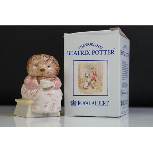 42 - Eight boxed Royal Albert The World Of Beatrix Potter pottery porcelain figures, to include Mrs Tiggy... 