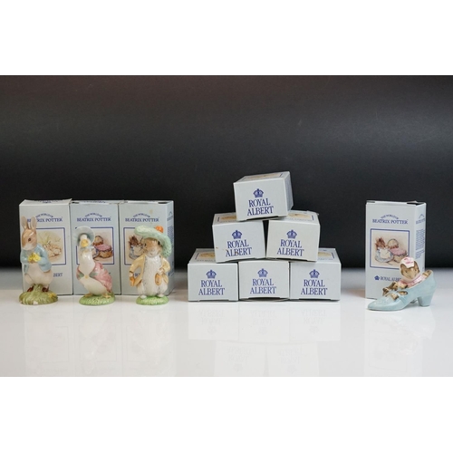 46 - Nine boxed Royal Albert The World Of Beatrix Potter pottery porcelain figures, to include Fierce Bad... 